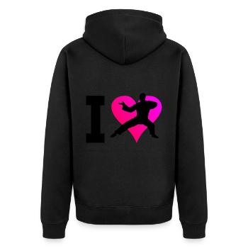 Martial Arts Kung Fu Kungfu Wushu Women Men - Unisex Premium Organic Zip Hoodie - black - Back - Nico (187cm)