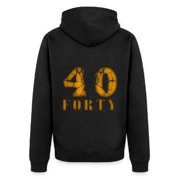40 Jahre alt, Geburtsspruch - Unisex Premium Bio Zip Hoodie - Schwarz - Hinten - Nico (187cm)
