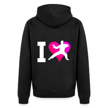 Kampfsport Wushu Herren Kung Fu Damen Kungfu - Unisex Premium Bio Zip Hoodie - Schwarz - Hinten - Nico (187cm)