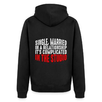 Single, Married, In The Studio 6 - Unisex Premium Organic Zip Hoodie - black - Back - Nico (187cm)