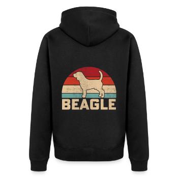 Beagle Retro - Unisex Premium Organic Zip Hoodie - black - Back - Nico (187cm)