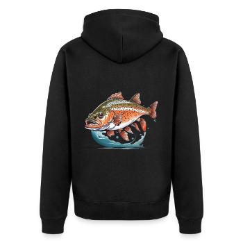 Pêche à la truite et pêche à la truite brune - Veste à capuche bio Premium Unisexe - noir - Dos - Nico (187cm)