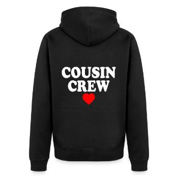 Cousin crew - Unisex Premium Organic Zip Hoodie - black - Back - Nico (187cm)