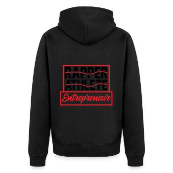 Rapper Athlete Entrepreneur 57 - Unisex Premium Organic Zip Hoodie - black - Back - Nico (187cm)