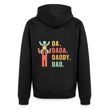 Papa Dada Papa - Unisex Premium Bio Zip Hoodie - Schwarz - Hinten - Nico (187cm)
