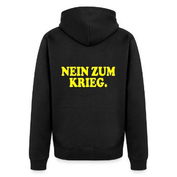 Nein zum krieg - Unisex Premium Bio Zip Hoodie - Schwarz - Hinten - Nico (187cm)