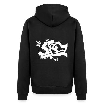 Against nazis against the right fist - Unisex Premium Organic Zip Hoodie - black - Back - Nico (187cm)