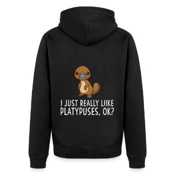 Ornithorynque - Veste à capuche bio Premium Unisexe - noir - Dos - Nico (187cm)