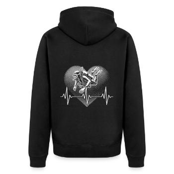 Taucher Herzschlag Tauchen - Unisex Premium Bio Zip Hoodie - Schwarz - Hinten - Nico (187cm)