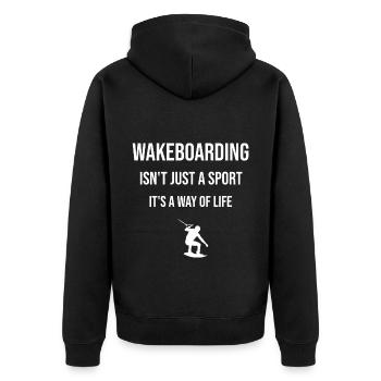 Wakeboard Design Wakeboarder Surfing Water Sports - Unisex Premium Organic Zip Hoodie - black - Back - Nico (187cm)