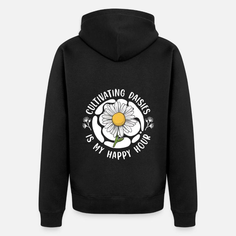 Hobbygärtner Garten Gärtner Gänseblume - Unisex Premium Bio Zip Hoodie - Schwarz