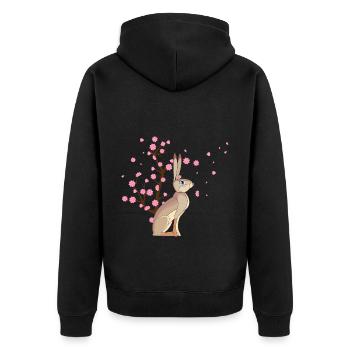 Cherry Blossom Rabbit Japanese Sakura Flower - Unisex Premium Organic Zip Hoodie - black - Back - Nico (187cm)