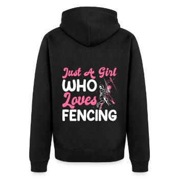 Just A Girl Who Loves Fencing Fencer - Unisex Premium Bio Zip Hoodie - Schwarz - Hinten - Nico (187cm)