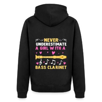 Ne sous-estimez jamais une fille avec une clarinette basse - Veste à capuche bio Premium Unisexe - noir - Dos - Nico (187cm)