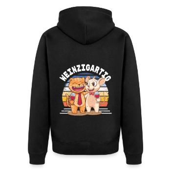 Weinzigartig - Unisex Premium Bio Zip Hoodie - Schwarz - Hinten - Nico (187cm)