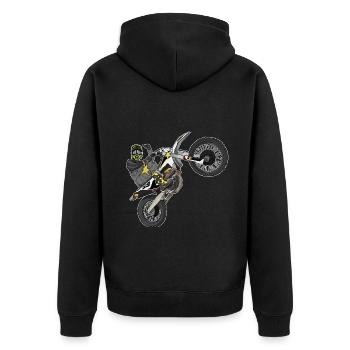 Motocross / Enduro / Freestyle mx / Dirtbike retro - Unisex Premium Organic Zip Hoodie - black - Back - Nico (187cm)