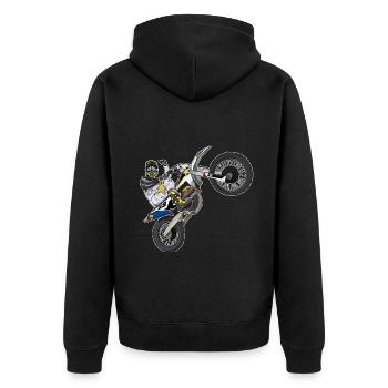 Motocross / Enduro / Freestyle mx / Dirtbike retro - Unisex Premium Organic Zip Hoodie - black - Back - Nico (187cm)