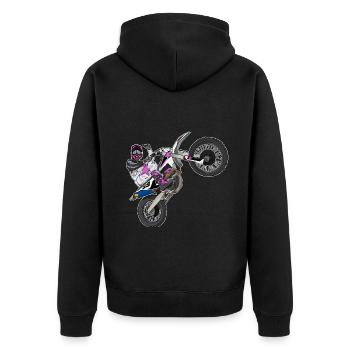 Motocross / Enduro / Freestyle mx / Dirtbike retro - Unisex Premium Bio Zip Hoodie - Schwarz - Hinten - Nico (187cm)