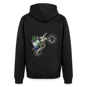 Motocross / Enduro / Freestyle mx / Dirtbike retro - Unisex Premium Organic Zip Hoodie - black - Back - Nico (187cm)