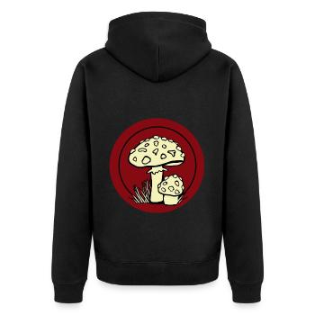 Fliegenpilz Pilzsammler giftig Waldläufer - Unisex Premium Bio Zip Hoodie - Schwarz - Hinten - Nico (187cm)