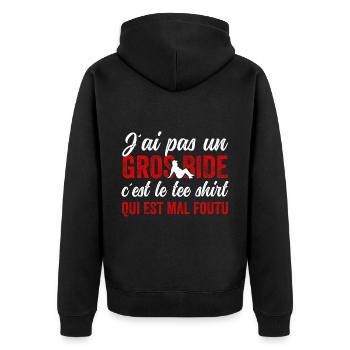 J'ai Pas Un Gros Bide Humour Sarcasme - Unisex Premium Bio Zip Hoodie - Schwarz - Hinten - Nico (187cm)
