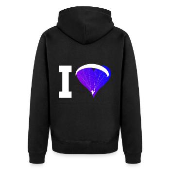 Paragliding Herren Paragleiter Paraglider - Unisex Premium Bio Zip Hoodie - Schwarz - Hinten - Nico (187cm)