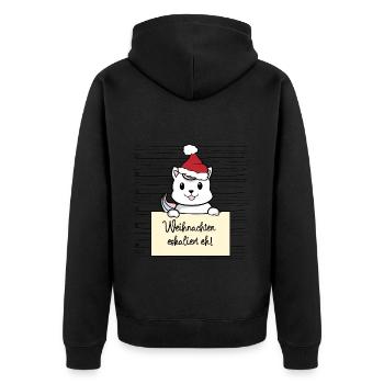 Es eskaliert eh lustige Weihnachten Einhorn Katze - Unisex Premium Bio Zip Hoodie - Schwarz - Hinten - Nico (187cm)