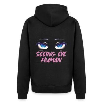 Seeing Eye Human 18 - Unisex Premium Bio Zip Hoodie - Schwarz - Hinten - Nico (187cm)