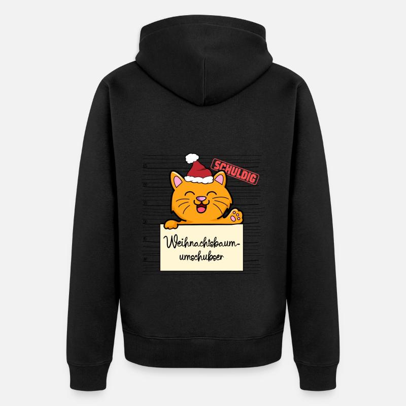 Weihnachtsbaum Umschubser Katze - Unisex Premium Bio Zip Hoodie - Schwarz