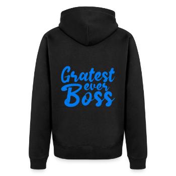 Gratest Ever Boss 4 - Unisex Premium Bio Zip Hoodie - Schwarz - Hinten - Nico (187cm)