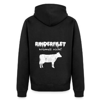anti vegan Rinderfilet Geschenk - Unisex Premium Bio Zip Hoodie - Schwarz - Hinten - Nico (187cm)
