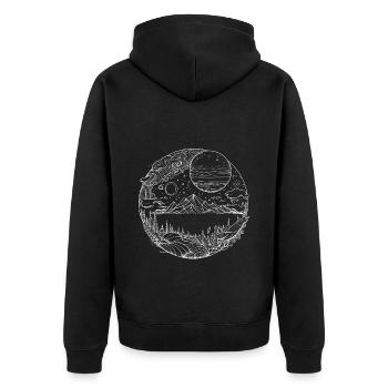 Psychedelic landscape as fine line graphics - Unisex Premium Organic Zip Hoodie - black - Back - Nico (187cm)