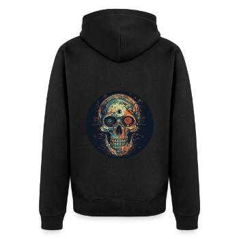 Rétro Futuriste Skull Skull Cyborg - Veste à capuche bio Premium Unisexe - noir - Dos - Nico (187cm)