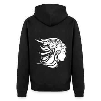Viking Woman Viking Warrior - Unisex Premium Organic Zip Hoodie - black - Back - Nico (187cm)
