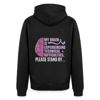 Epilepsy Quote - Unisex Premium Organic Zip Hoodie - black - Back - Nico (187cm)