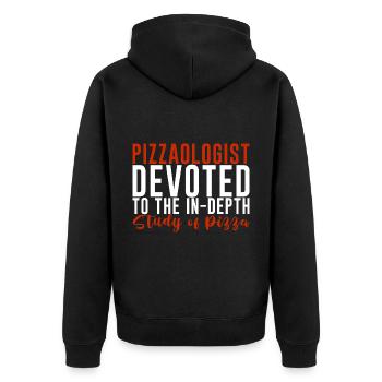 Pizzaologist, To The In-Depth Study Of Pizza 4 - Unisex Premium Organic Zip Hoodie - black - Back - Nico (187cm)