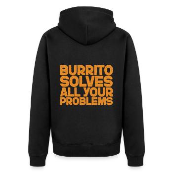 Burrito Solves All Your Problems 3 - Unisex Premium Organic Zip Hoodie - black - Back - Nico (187cm)