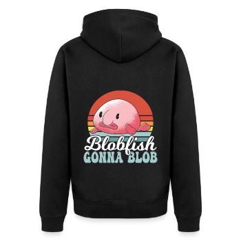 Blobfish Geht Zu Blob Blobfishes Besitzer Lover - Unisex Premium Bio Zip Hoodie - Schwarz - Hinten - Nico (187cm)