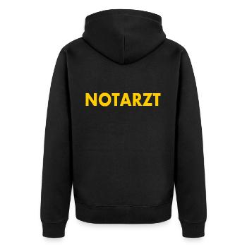 Notarzt - Unisex Premium Bio Zip Hoodie - Schwarz - Hinten - Nico (187cm)
