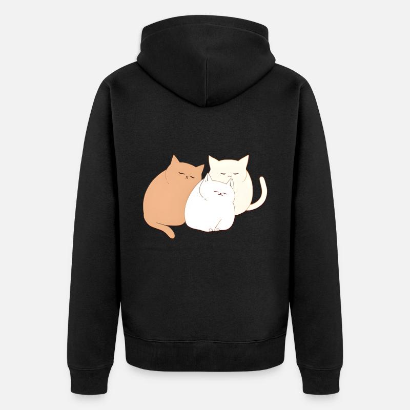 3 chats endormis - Veste à capuche bio Premium Unisexe - noir