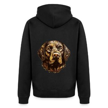 Labrador Hund Kopf Tier - Unisex Premium Bio Zip Hoodie - Schwarz - Hinten - Nico (187cm)