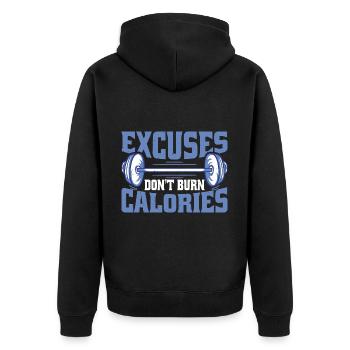 Les excuses ne brûlent pas de calories - Veste à capuche bio Premium Unisexe - noir - Dos - Nico (187cm)