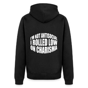 Je ne suis pas antisocial, j’ai roulé à court de charisme 11 - Veste à capuche bio Premium Unisexe - noir - Dos - Nico (187cm)