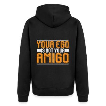 Your Ego Is Not Your Amigo 34 - Unisex Premium Bio Zip Hoodie - Schwarz - Hinten - Nico (187cm)