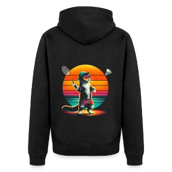 Badminton chat - Veste à capuche bio Premium Unisexe - noir - Dos - Nico (187cm)