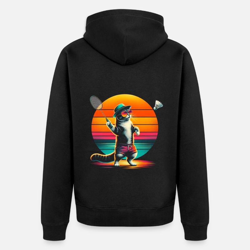 Badminton chat - Veste à capuche bio Premium Unisexe - noir