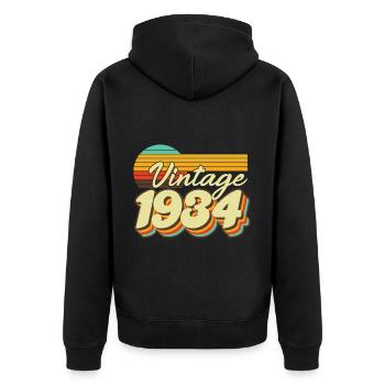 1934 Jahrgang geboren Geburtstag Mann Frau retro - Unisex Premium Bio Zip Hoodie - Schwarz - Hinten - Nico (187cm)