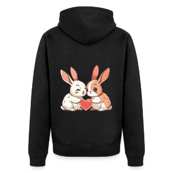Lapin Couple Amour Pâques Dans L’amour - Veste à capuche bio Premium Unisexe - noir - Dos - Nico (187cm)