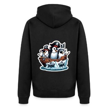 Lustige Pinguine Piraten Pinguin Kinder Geschenk - Unisex Premium Bio Zip Hoodie - Schwarz - Hinten - Nico (187cm)