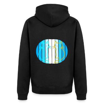 80er 90er Retroe Vintage Katzen maritim - Unisex Premium Bio Zip Hoodie - Schwarz - Hinten - Nico (187cm)